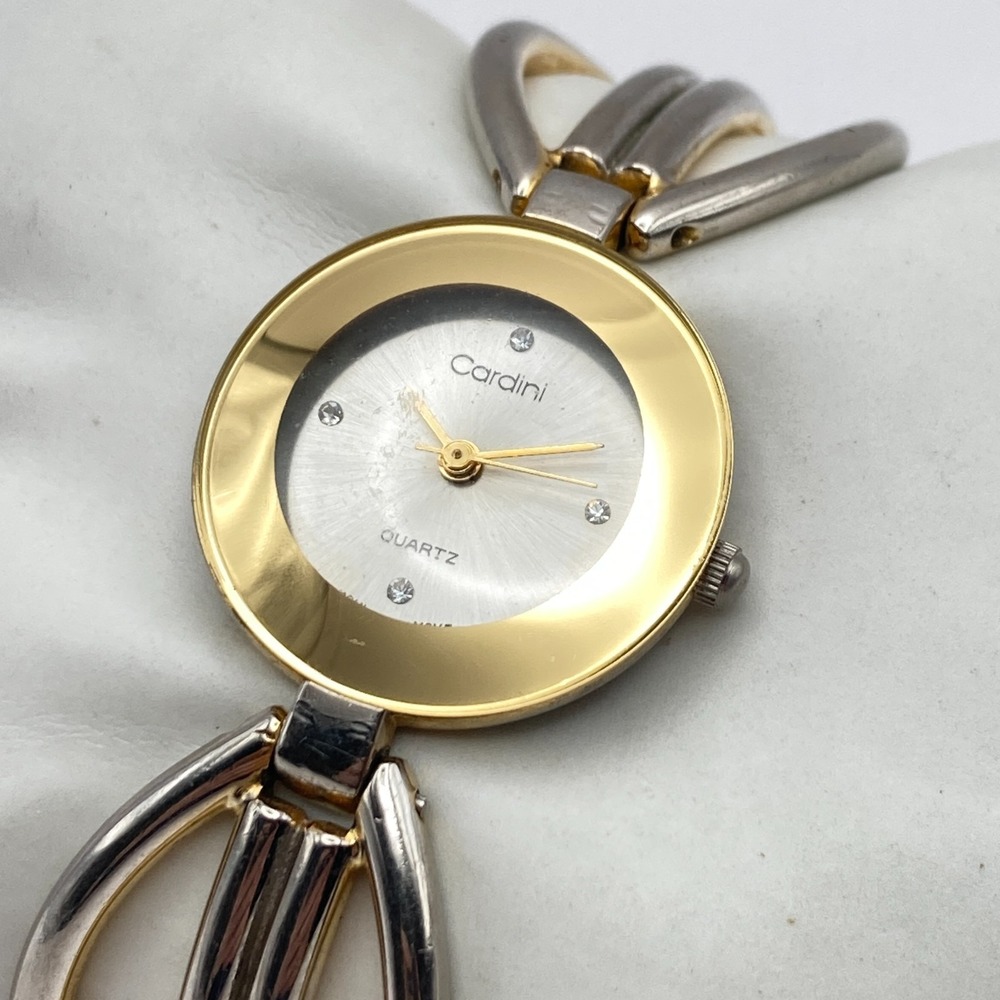 Vintage Cardini Womens Watch 25mm Silver Gold Two Tone Openwork New Battery 6.5"